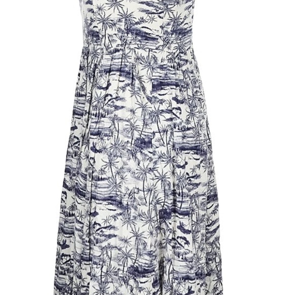 Torrid Tropical Sweatheart sleeveless Blue and White Midi Dress nwot 18 - Picture 1 of 4